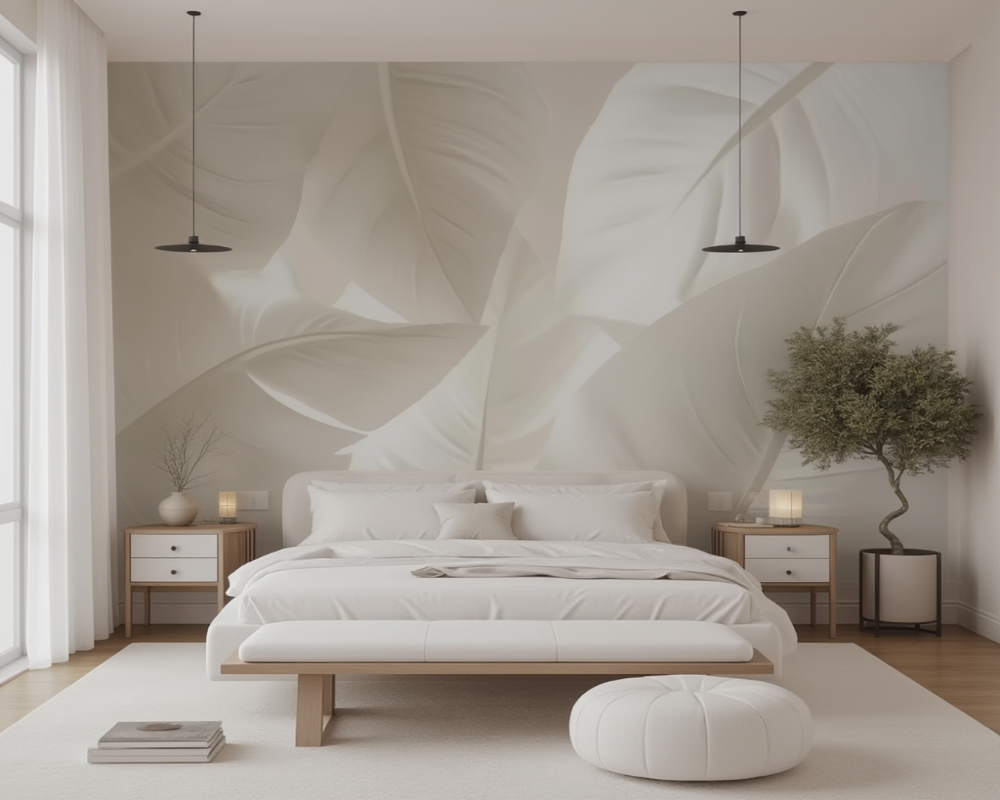 3D Wallpaper Soft Leaf Whisper